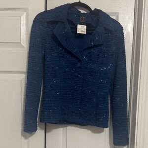 Clara Sun Woo Navy Blue Textured Blazer